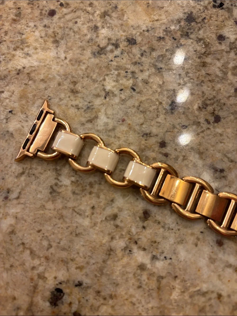 Anne Klein Gold and Cream Linked Bracelet Watch Band